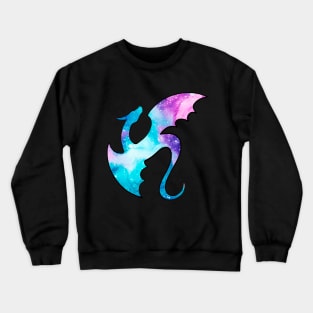 Flying Watercolor Galaxy Dragon Silhouette Crewneck Sweatshirt